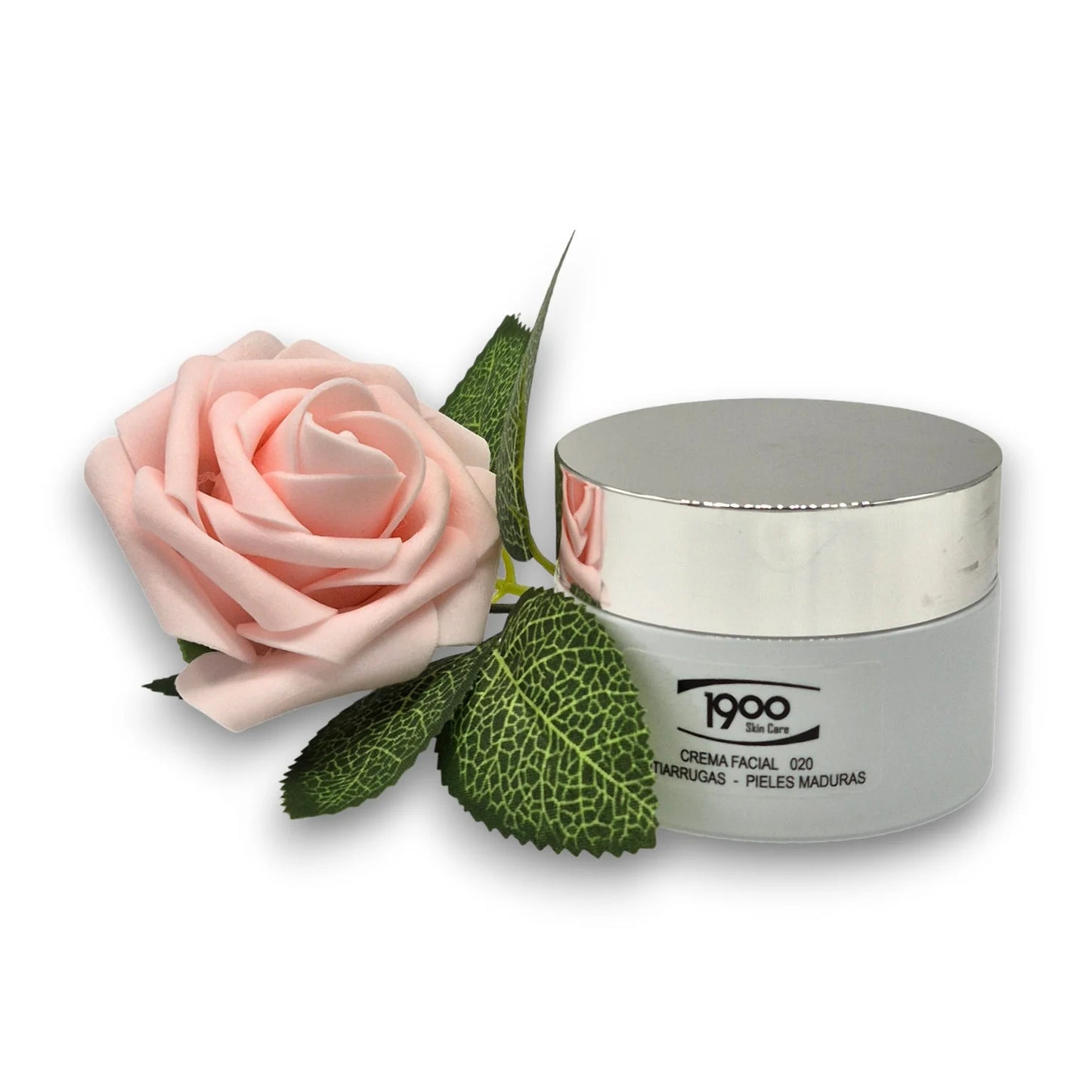 Crema facial antiarrugas para piel madura Cosméticos 1900 con flor decorativa
