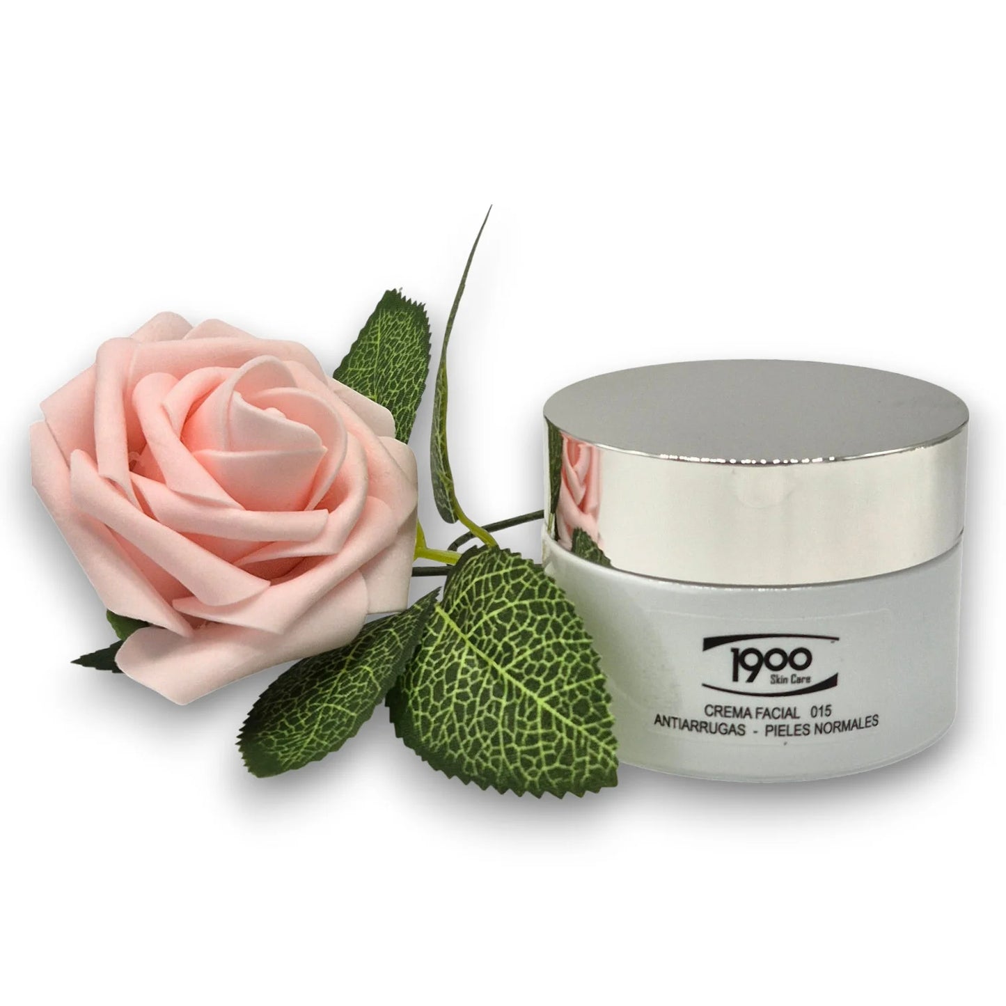 Crema facial antiarrugas para piel normal Cosméticos 1900 con flor decorativa
