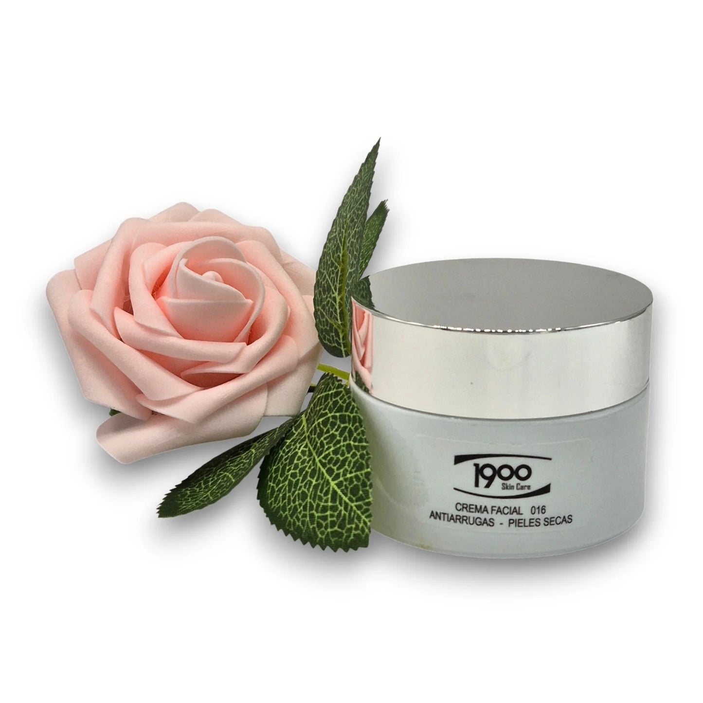 Crema facial antiarrugas para piel seca Cosméticos 1900 con flor decorativa