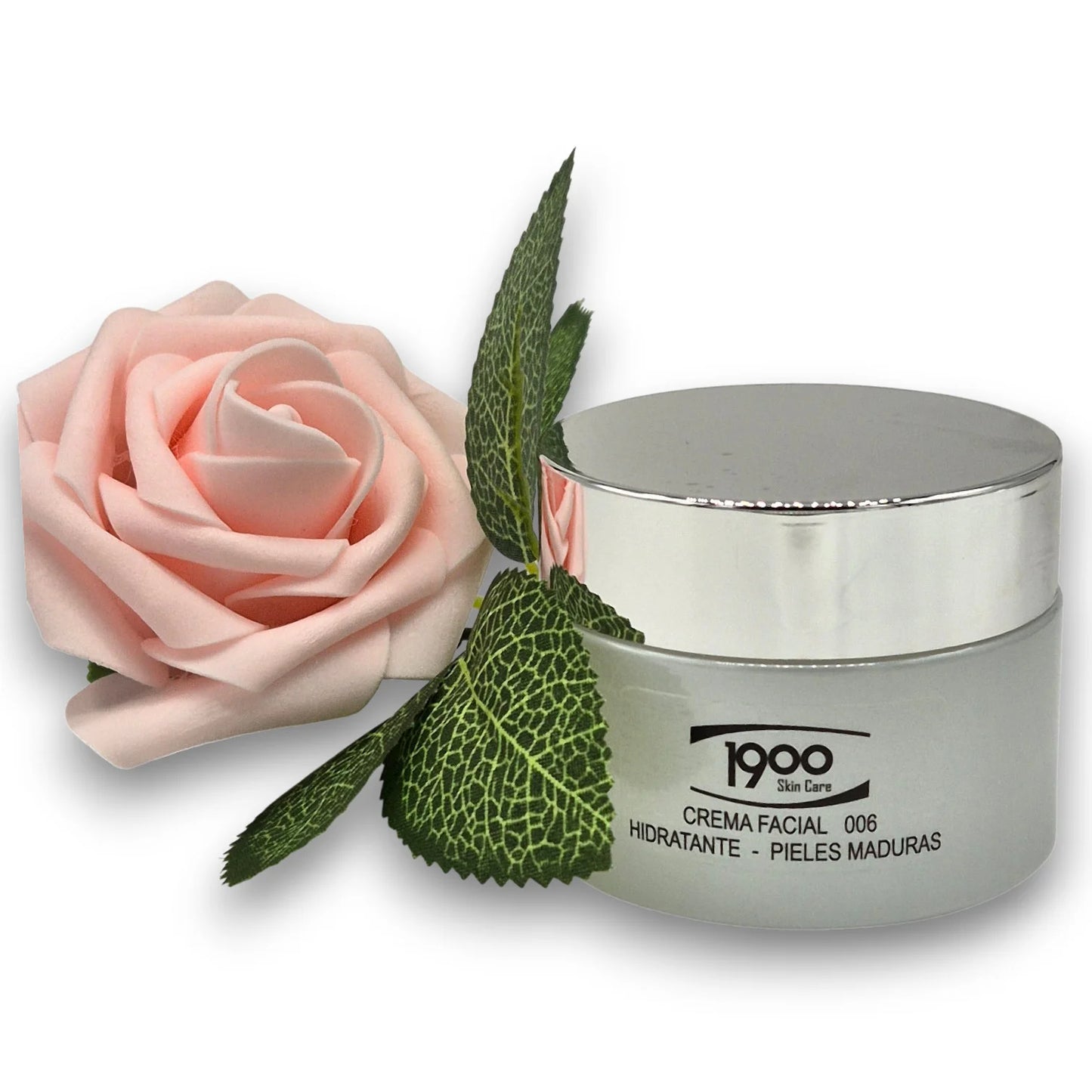 Crema facial hidratante para piel madura Cosméticos 1900 con flor decorativa