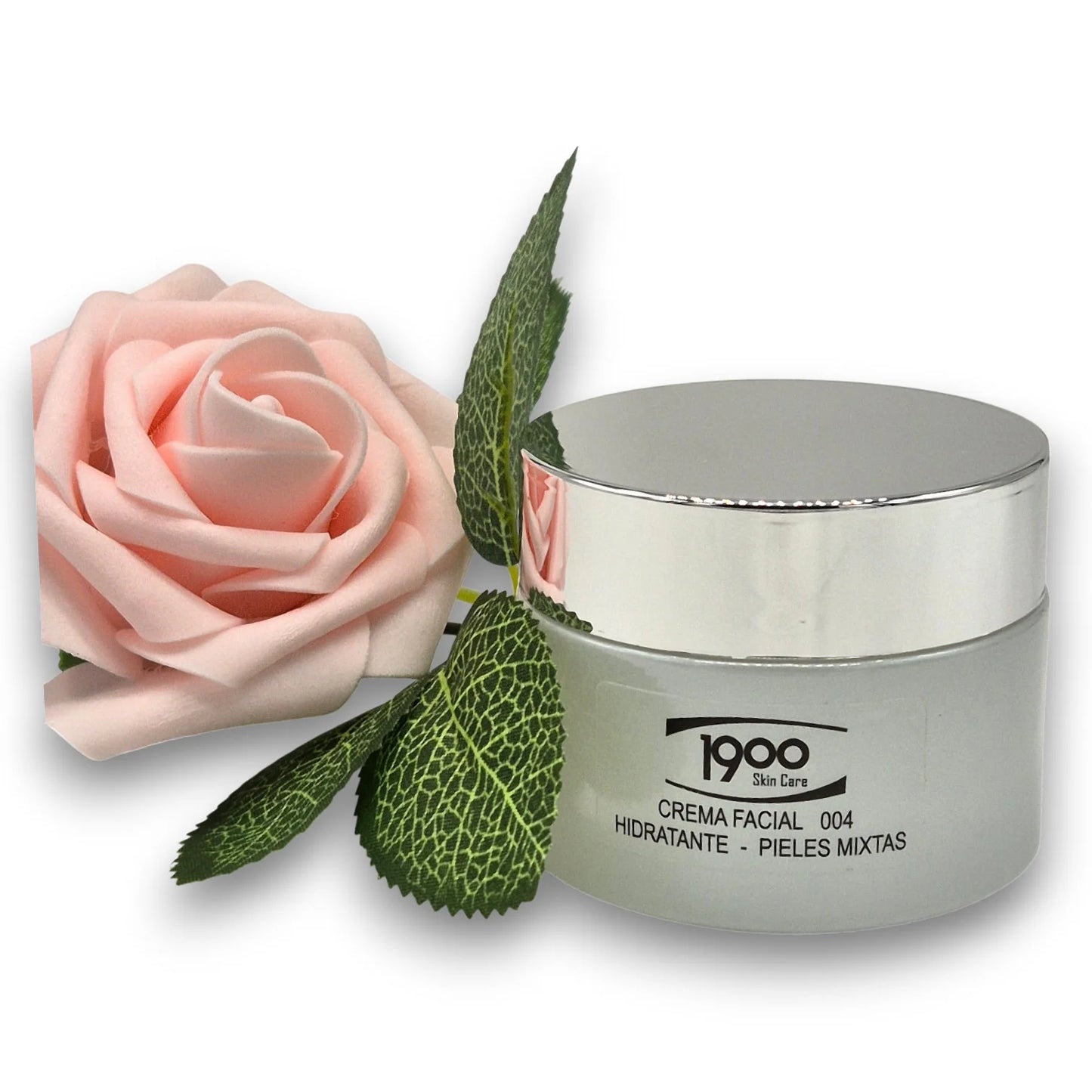 Crema facial hidratante para piel mixta Cosméticos 1900 con flor decorativa