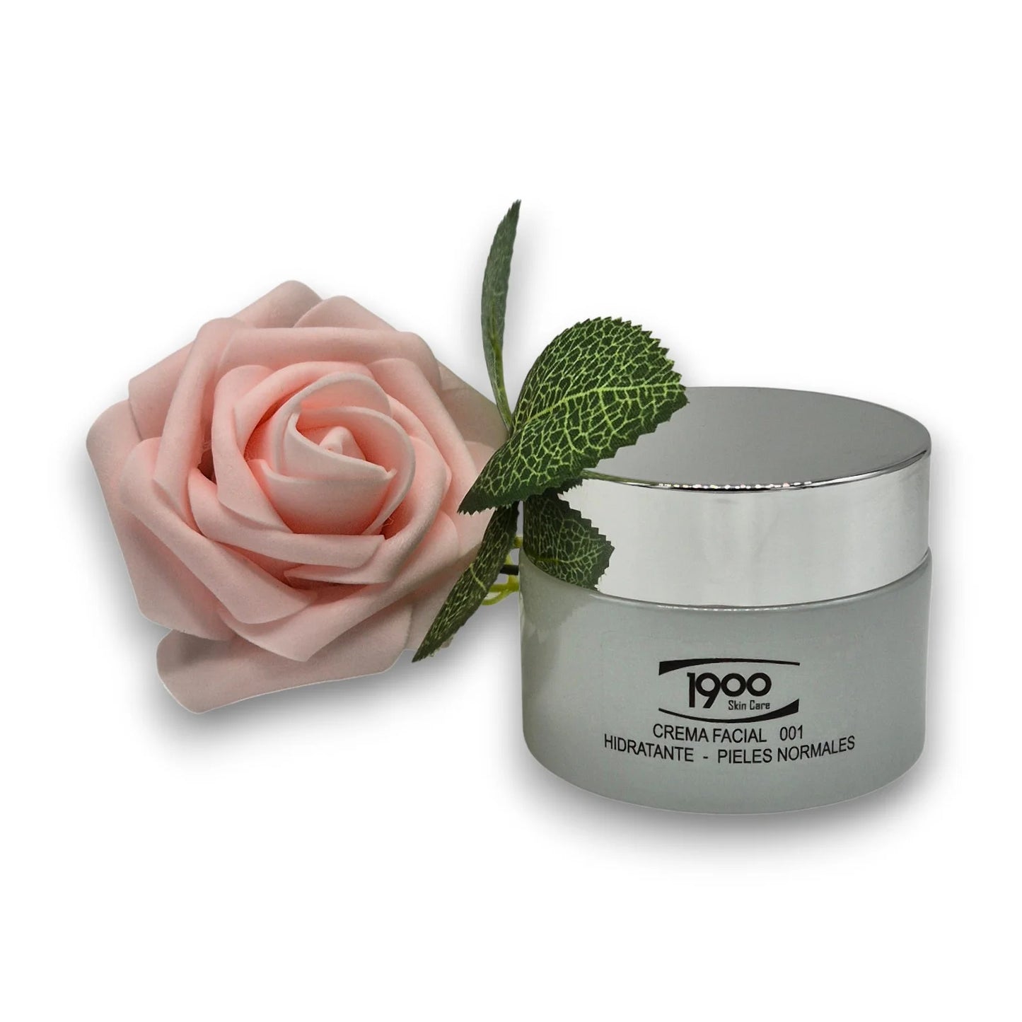 Crema facial hidratante para piel normal Cosméticos 1900 con flor decorativa